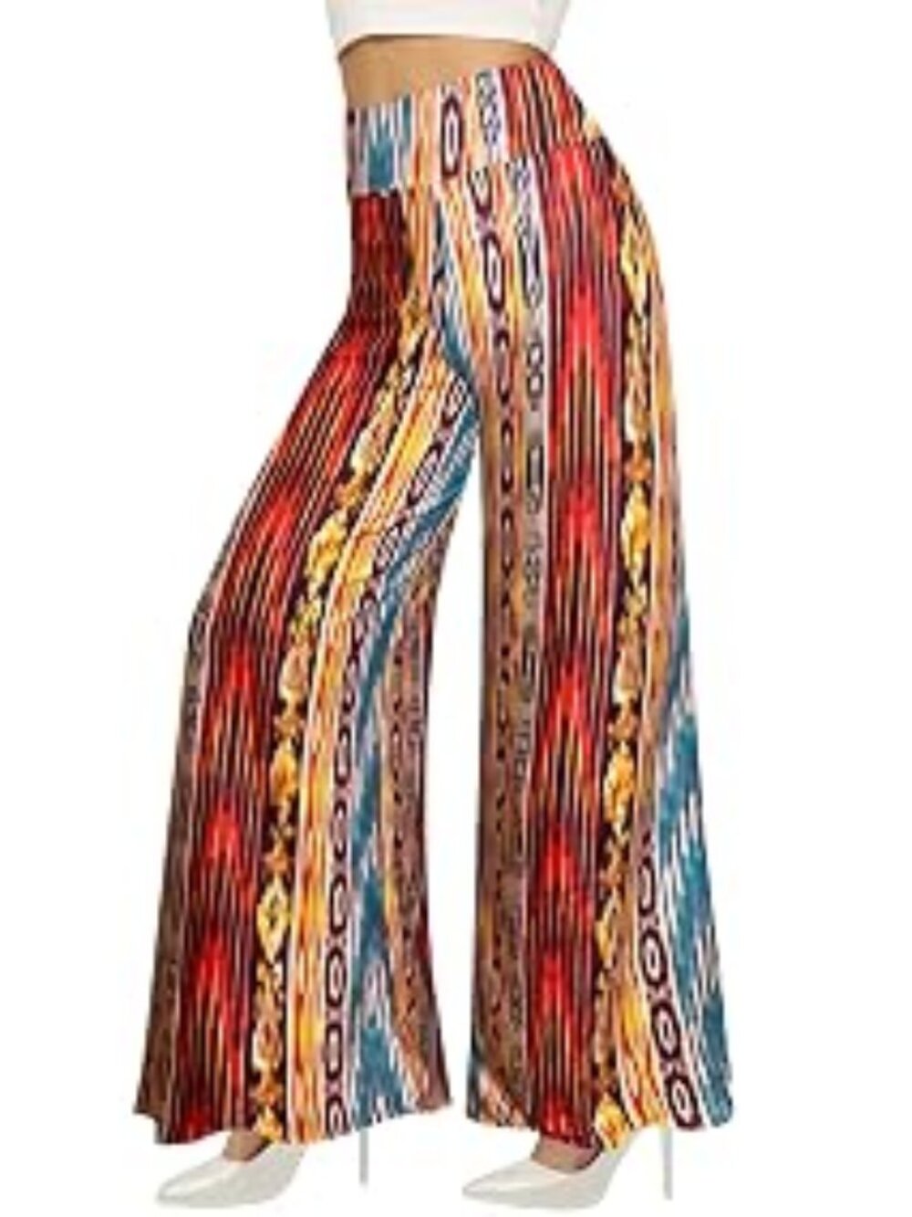 "Southwestern " NEW Wide Leg Stretchy Lounge Palazzo Pants LNC 3XL-Long
